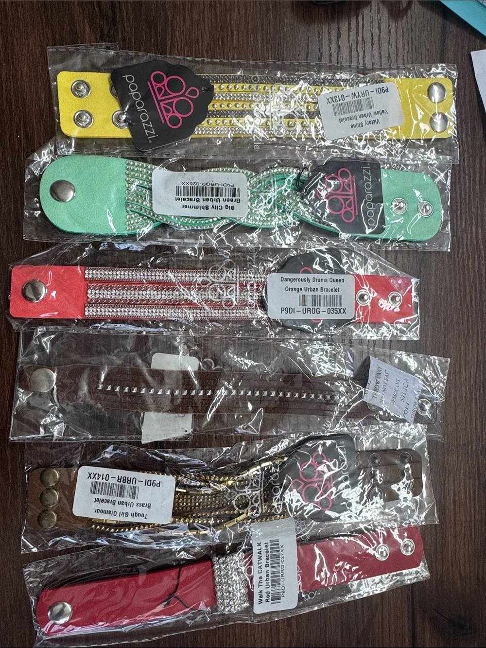 paparazzi Yellow, Mint, Coral, Brown & Pink Multi-Color Bracelet Set